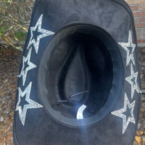 NWT Rhinestone Star Cowboy Hat Black - Picture 3 of 8